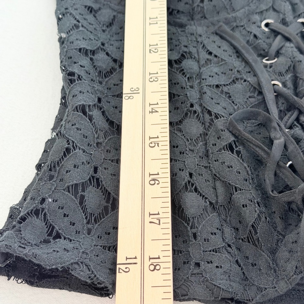 Lily Star Black Lace Corset Top Y2K Dark Coquette Bustier Lace Up Camisole M - Picture 11 of 15